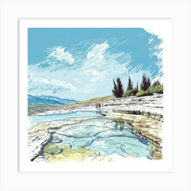 A Pamukkale In Turkey Hand Drawn Sketch Illustra 1720349300 3 Art Print