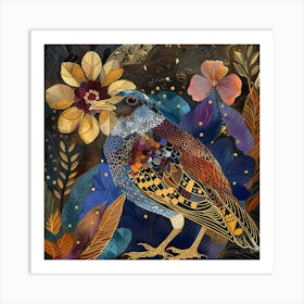 Patchwork Quilted Quail 2 Art Print