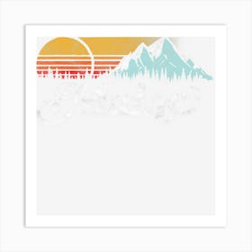 Retro Vibe Maine Vintage Mountains & Sun Art Print