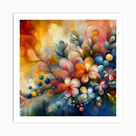 Flowers oil painting abstract painting art 18 Art Print