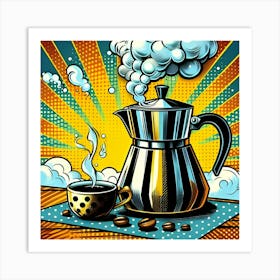 Steaming Pot Of Coffee, Pop Art 2 Art Print