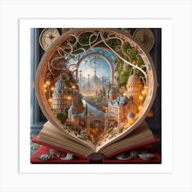 Magical Cities Seen Through Intricate Book Nook 10 Art Print