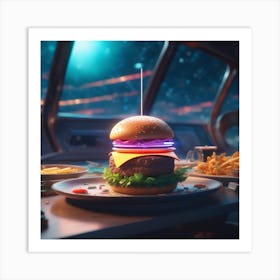 Burger In Space 24 Art Print