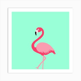 Pink Flamingo On Sky Blue Art Print