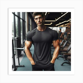 Muscular Man In Gym 2 Art Print