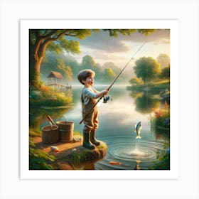 Boy Fishing Art Print