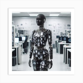 Robot Woman In An Office Art Print