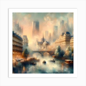 City with a River Art Print