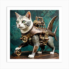 Steampunk Cat Art Print