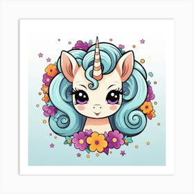 Unicorn With Flowers 5 Art Print