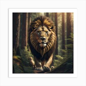 Lion In The Forest Art Print