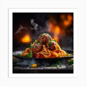 Spaghetti With Meatballs 1 Art Print