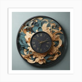 Floral Wall Clock Art Print