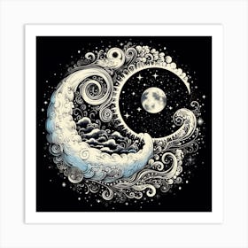 Moon And Stars 5 Art Print