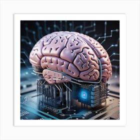 Brain On A Circuit Board 25 Art Print