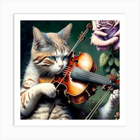 Cat Playing Violin 1 Art Print