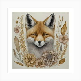 Fox in the field Art Print