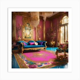 Futuristic Beautiful French Mansion Interior Sitti (15) Art Print