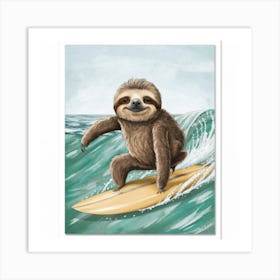 Surfing Sloths Beach Bums Print Art And Wall Art Art Print