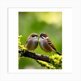 Sparrows Kissing Art Print