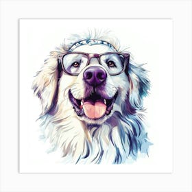 Dog With Glasses 48 Art Print