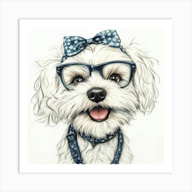 Dog In Glasses 8 Art Print