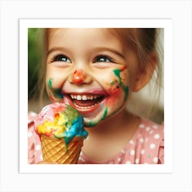 Little Girl Eating Ice Cream Art Print