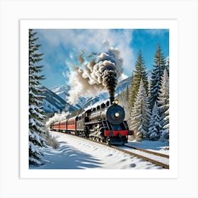 Steam Train In Winter 1 Art Print