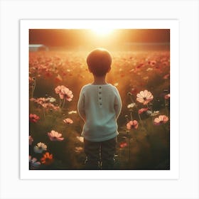 Child In A Field Of Flowers 1 Art Print