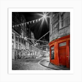 Charming Colorkey Evening Impression At West Bow Edinburgh Art Print