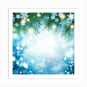 Abstract Winter Wonderland With A Closeup Of A Spruce Tree Branch Adorned With Snowflakes In The For (4) Art Print