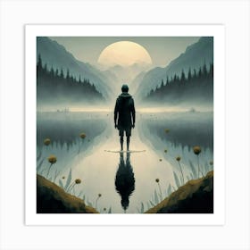 Man On A Lake Art Print