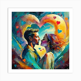 Couple Kissing In The Heart Art Print