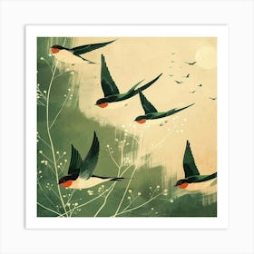 Swallows In Flight Art Print