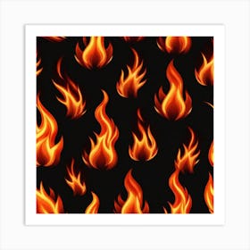 Flames On Black Background 22 Art Print