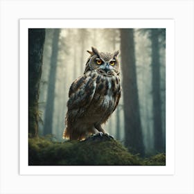 Owl In The Forest 64 Art Print