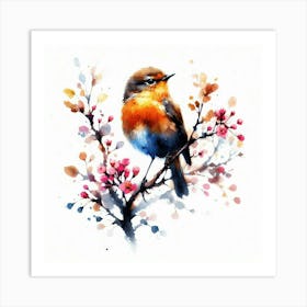 Robin Watercolor Painting Art Print