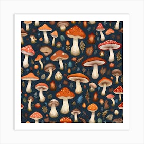 Mushrooms pattern 1 Art Print