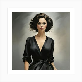 Woman In Black Dress Art Print 3 Art Print
