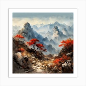 Chinese Mountains Landscape Painting (36) Art Print
