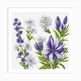 Columbine Flowers myluckycharm Art Print