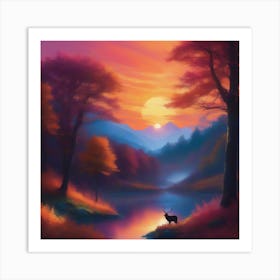 Sunset By The Lake 3 Art Print