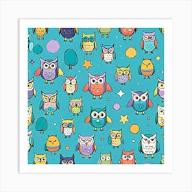 Colorful Owls 9 Art Print