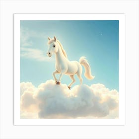 White Horse On Clouds 3 Art Print