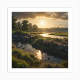 Sunset By The River Art Print