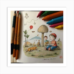 dibuja el cuento de los 1 chanchitos Art Print