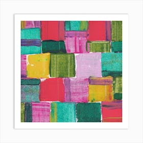 Squares abstract art acrylic painting palette knife hotel office living room modern contemporary Art Print