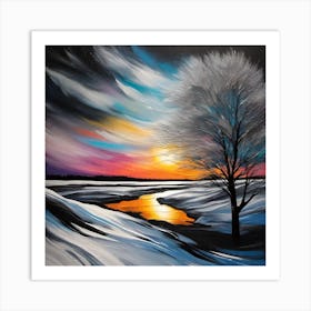 Sunset Over The River 2 Art Print