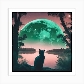 Catly For The Moon Art Print