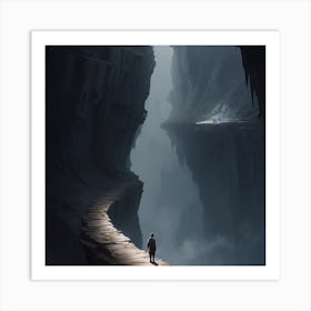 Man Walking Through A Cave 1 Art Print